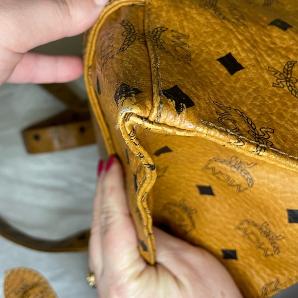 MCM Visetos Cognac Tote Bag - minor wear to corners and scratch on hardware - Picture 8 of 16